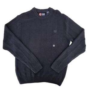 Chaps Est.1978 Navy Blue Cable Knit Pullover Sweater Men's W/ Emblem